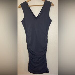 James Perse Army Green/Gray V-Neck Ruched Dress Women’s Size Medium